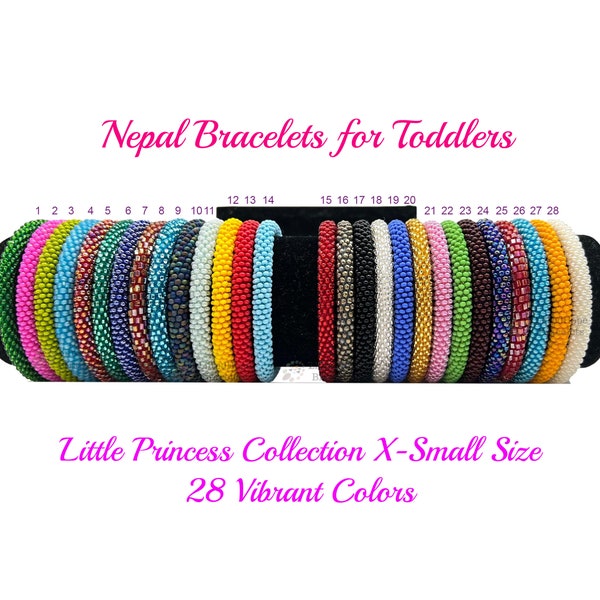 Toddlers Size Nepal Bracelets Colorful Kids Bracelets, Multicolor Glass Beads Bracelets.