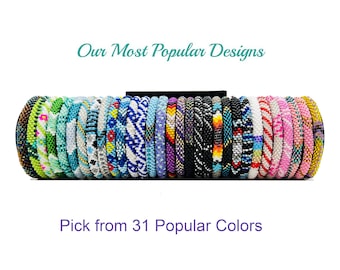 Colorful Nepal Bracelets Our Most Popular Designs. Pick Your Favorite from 31 Different Color Seed Beads Friendship Boho Bracelets