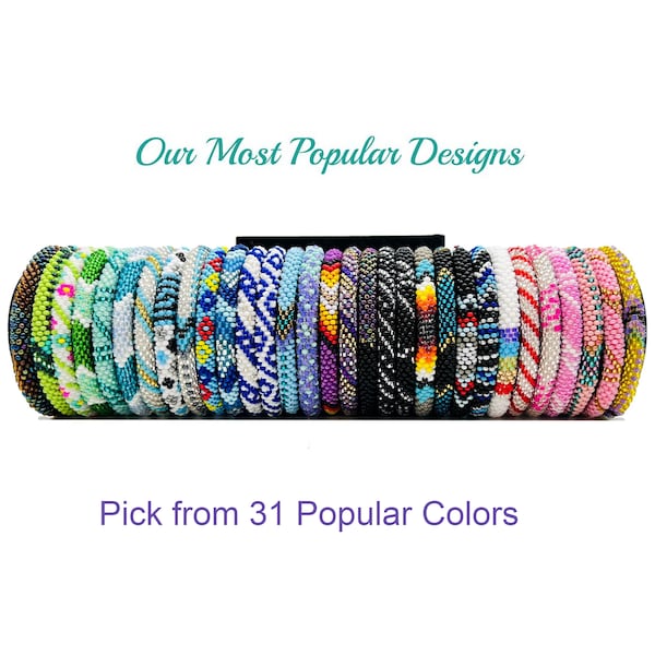 Colorful Nepal Bracelets Our Most Popular Designs. Pick Your Favorite from 31 Different Color Seed Beads Friendship Boho Bracelets