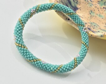 Floating Rose Glass Beads Nepal Bracelet. By Ramila