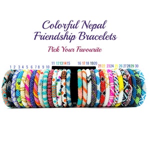Colorful Nepal Bracelets. Pick Your Favorite from 30 Different Color Seed Beads Friendship Boho Bracelets