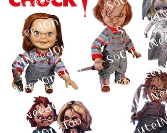Chucky Collection, Chucky Inspired, Horror Decals on Clear/White Laser Printed Waterslide Paper - Ready To Use