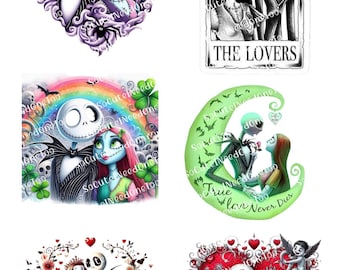 Jack & Sally Nightmare Before Christmas Waterslide Decals