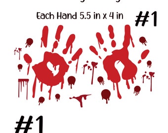 Bloody Hand Prints, Blood Splatter, Realistic Blood Vinyl Decals, Removable Red VINYL DECALS - Halloween Decals, Custom Window Decals