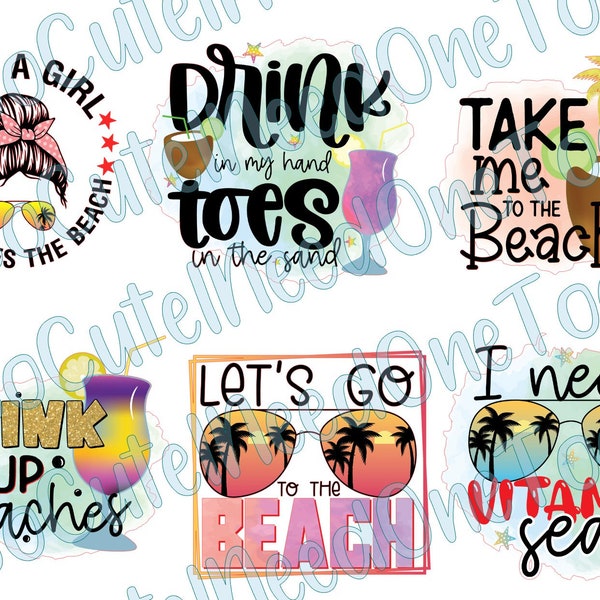 Beach Theme, Salty Little Beach, Life is Better, Flip Flops, Beach Vibes Printed on Clear/White Laser Waterslide Decal Paper - Ready Use