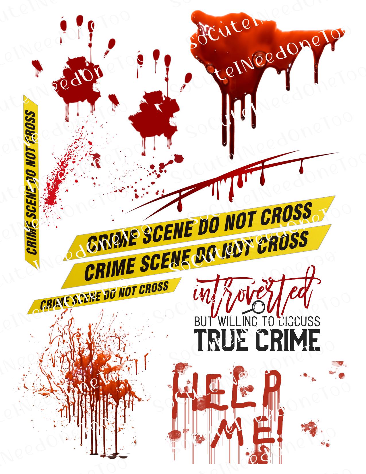 Blood Splatter, Bloody Hand Prints, Splatter of Blood, Real Blood Decals, labels on Clear/White Laser Waterslide Decal Paper - Ready To Use