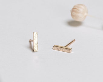 Gold Bar Earrings 9ct, Bar stud earrings, Staple Earrings, Gold Line Earrings, Bar studs, Tiny Gold earrings, Dainty Earrings, Tiny bar stud