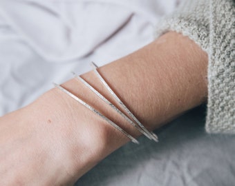 Sterling silver bangle set, Hammered bangles