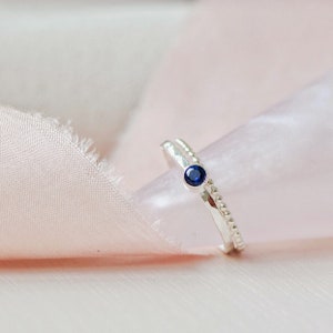 Blue sapphire ring sterling silver, September birthstone