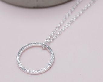 Circle necklace sterling silver, Eternity necklace, Minimalist necklace, Karma necklace, Layering necklace