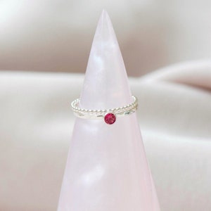 Pink tourmaline ring silver, October birthstone ring