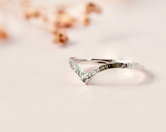 Silver chevron ring, Wishbone ring, Stacking ring, V shaped ring
