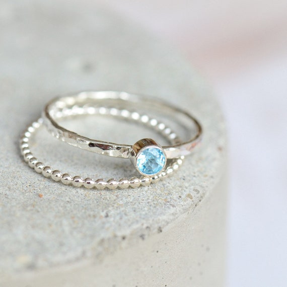 Swiss Blue Topaz Ring* Minimalist Ring* December Birthstone Ring* Dainty Ring* Stacking Ring* 18k Gold Ring* Promise Ring* Gift for her