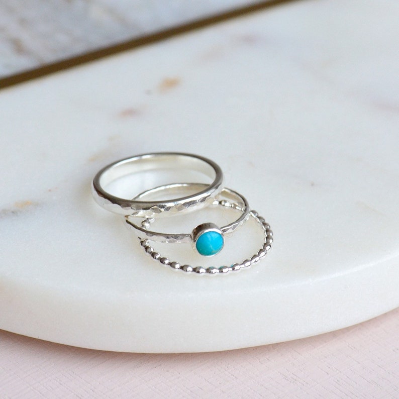 Stacking Rings, Turquoise Ring, Silver Stacking Rings, Rings Set ...