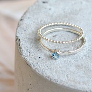 Aquamarine ring, March birthstone ring, Ring set, Dainty gemstone ring sterling silver, Birthstone Jewelry, Ring for girlfriend, UK gifts