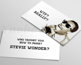 WTF, Really, Stevie Wonder, Bad Parking, Gag Gift, Parking, Card, Funny, Stocking Stuffer, Set of 10 cards (YEC00002)