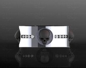 Luna de Saturno - Mens Skull Wedding Band