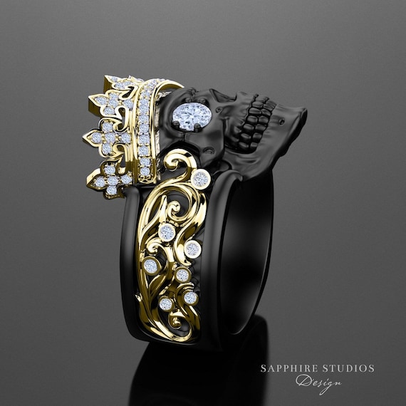 Mens black skull ring deals