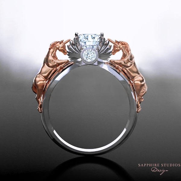 November Verse - White/Yellow/Rose Gold Unicorn Ring