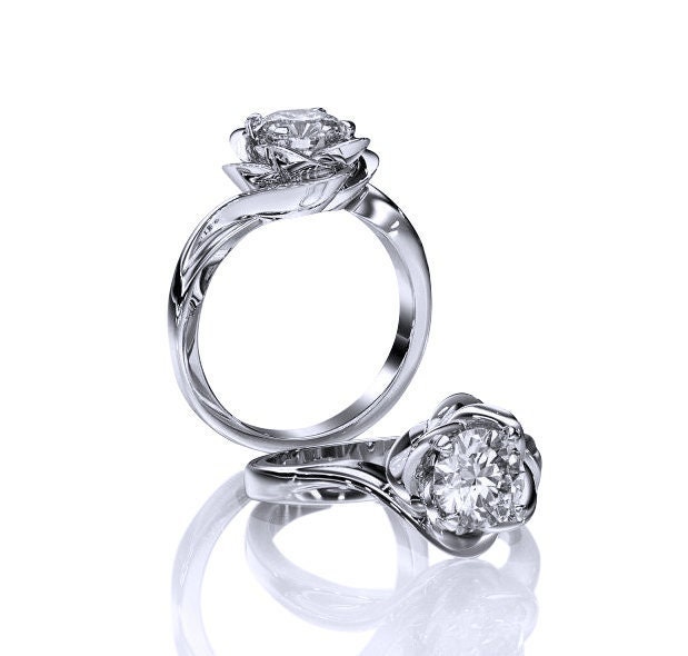 Vienna' 1.70ct Natural Diamonds White Gold Lotus Engagement Ring