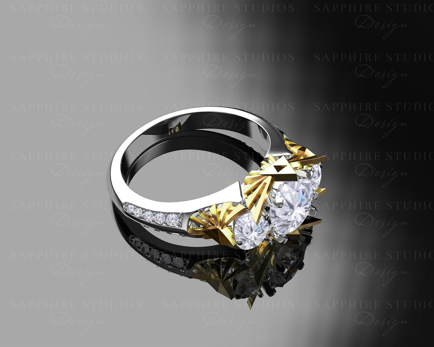 Sacred Triforce Inspired Zelda Trio Engagement Ring | Etsy México