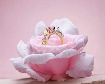 Alice - Natural Lavender Quartz, Pink Sapphire & Diamond Gold Ring