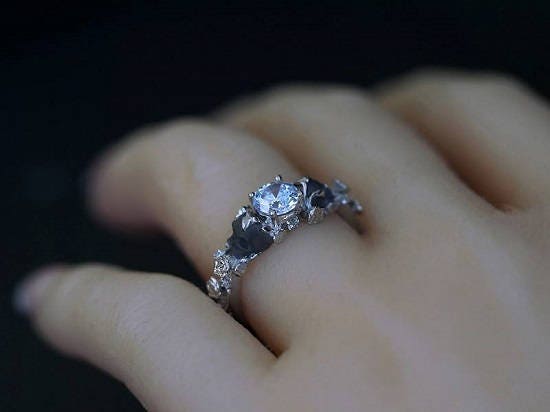 St. Ivy Sterling Silver Skull Engagement Ring Etsy