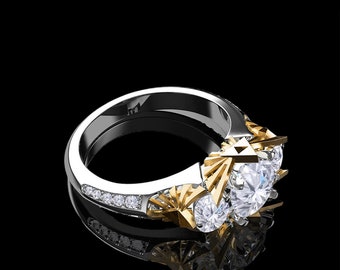 SSD : Sacred | Triforce Inspired Zelda Trio Natural White Diamond Gold Engagement Ring