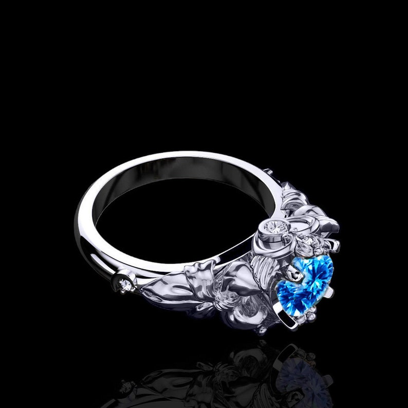 Prism Natural Blue Topaz and White Diamond Sailor Moon Inspired Gold Ring image 4