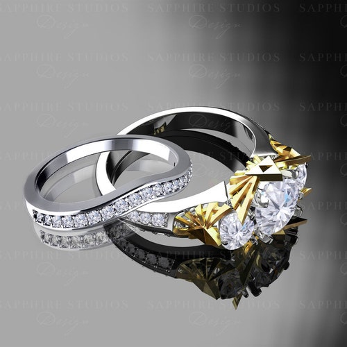 Sacred Triforce Inspired Zelda Trio Gold Bridal Ring Set Etsy