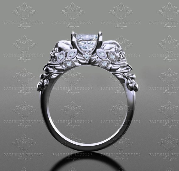 St. Ivy' 1.00ct Rose Gold/Black Skull Engagement Ring