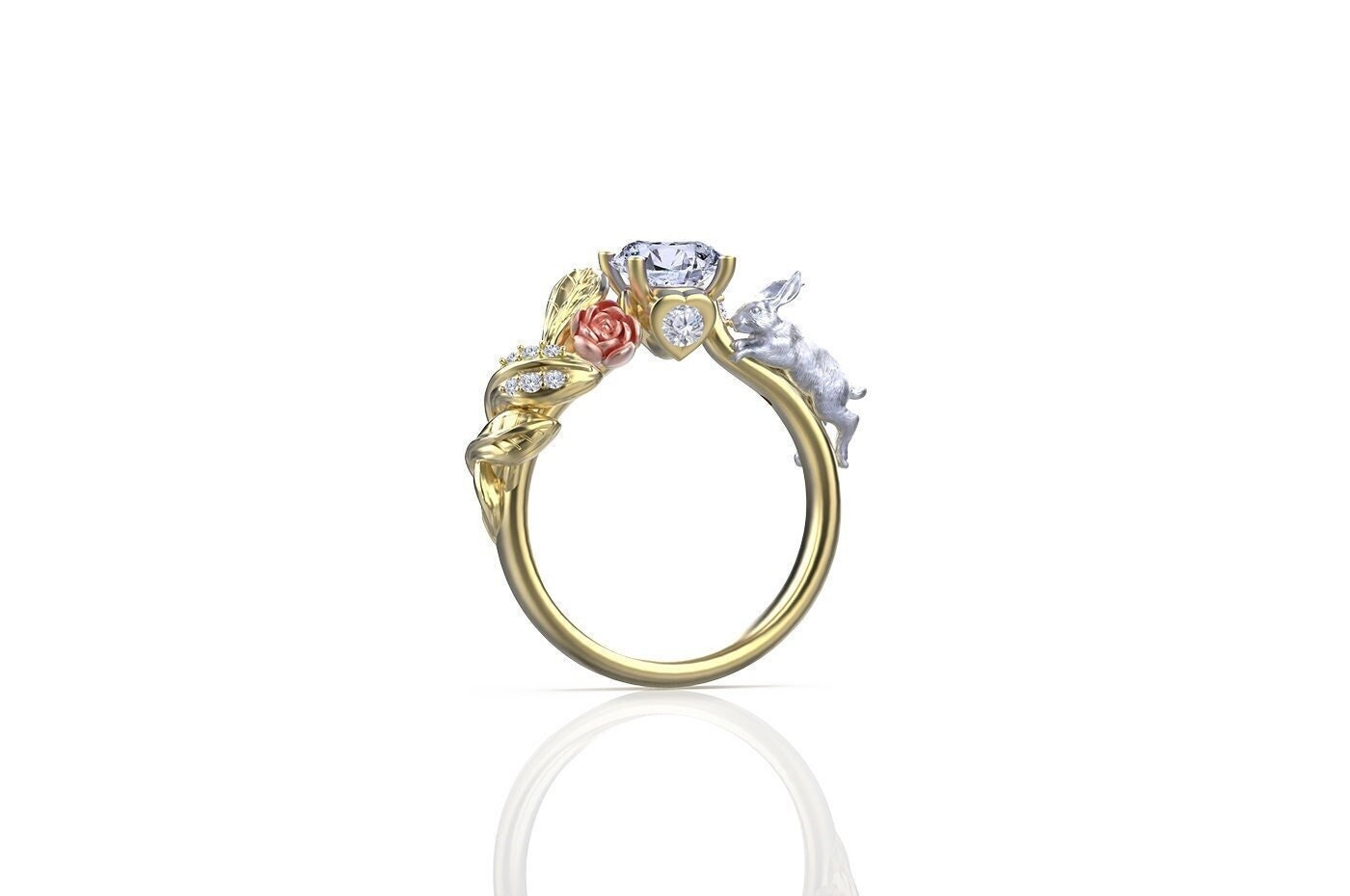 Alice - Gold Ring 'two Worlds' Alice in Wonderland