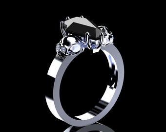 Anillo de calavera con corte de ataúd Nightfall