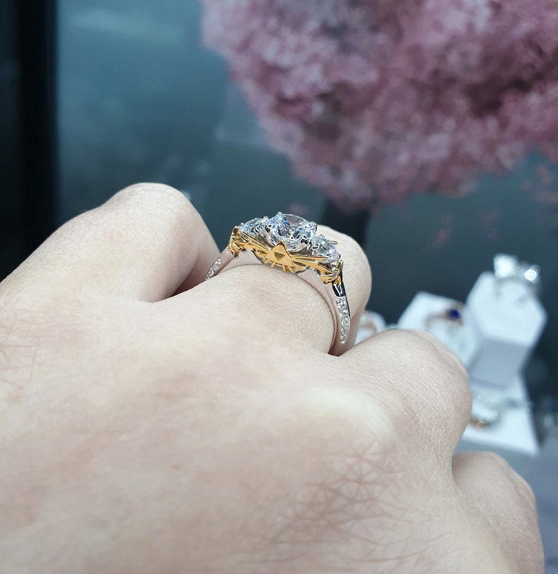 Sacred Triforce Inspired Zelda Trio Engagement Ring image 4