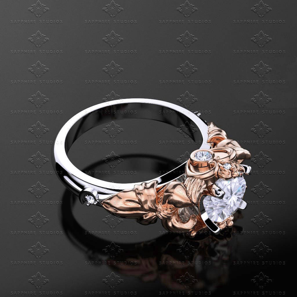 Prism Natural White Diamond Sailor Moon Inspired Gold Engagement Ring Etsy
