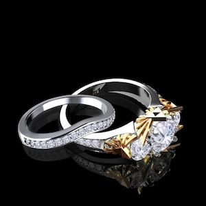 Sacred - Triforce Inspired Zelda Trio Gold Bridal Ring Set