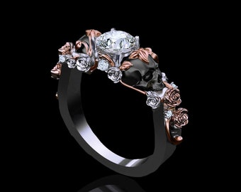 St. Ivy Certified Natural Diamond Skull Engagement Ring