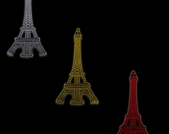 silber Eiffelturm Paris France Aufnäher // Bügelbild 6,2 x 8,9 cm