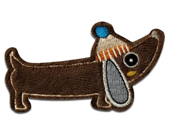 8,4x5,8cm Aufnäher // Bügelbild Patches Aufbügeln braun Schäferhund Hund