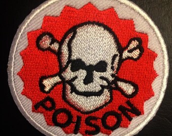 Aufnäher // Bügelbild rot Poison Gift Warnung Logo Ø7 cm