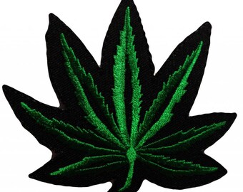 Cannabis Marijuana Weed 6,4 x 9,5 cm Aufnäher // Bügelbild bunt