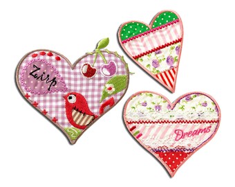 Herz Liebe 5,6x6cm Patches Aufbügeln rosa Aufnäher // Bügelbild