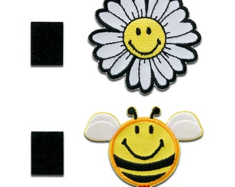 Ø7 cm Smiley Regenbogen Aufnäher // Bügelbild Patches Aufbügeln bunt
