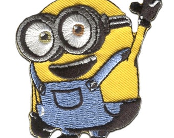 Aufnäher Bügelbild schwarz 5x8cm MINIONS STUART SOLDAT