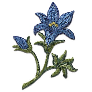 Iron on patches - gentian flower – blue – 5,5x3cm - Application Embroided badges