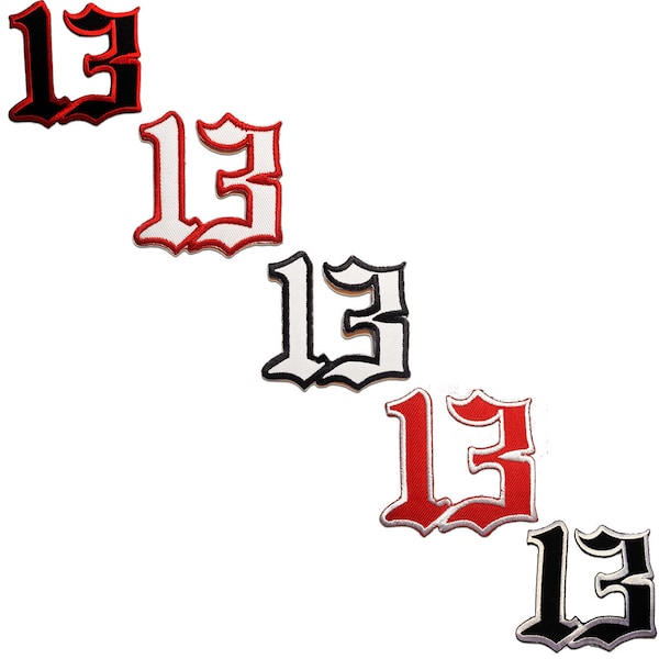 Number 13 Thirteen Lucky Number 13 - Iron On Patches Adhesive Emblem Stickers Appliques, Size - 2.36 x 2.36 Inches