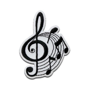 Notes clef music - Iron on patches adhesive emblem, size - 4,1 x 3,7 cm
