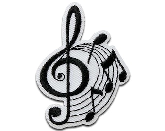 Notes Clef Music - Iron on Patches Adhesive Emblem, Size - 4,1 X 3