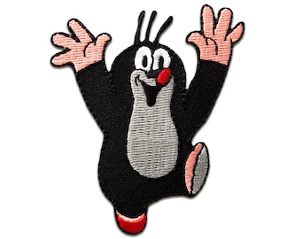 Iron on patches - The Mole comic children – black – 7,1x6,3cm - Application