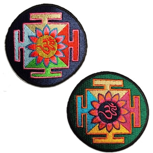 Om Symbol Spiritually Hindu Meditation - Iron On Patches Adhesive Emblem Stickers Appliques, Size - 3.15 x 3.15 Inches